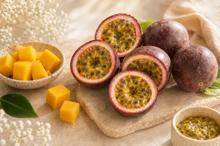 Beneficiile fructului pasiunii și de ce îl iubim în deserturile raw vegane