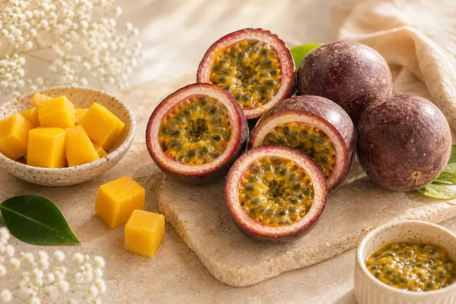 Beneficiile fructului pasiunii și de ce îl iubim în deserturile raw vegane